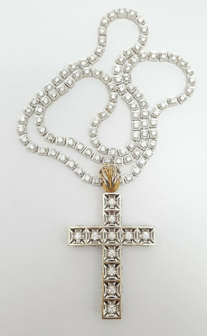 Francesco Armani 18K & 14K Multi Color Gold Custom Diamond Cross & Chain