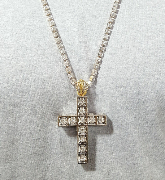 Francesco Armani 18K & 14K Multi Color Gold Custom Designer Diamond Cross & Chain