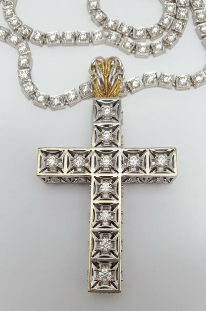 Francesco Armani 18K & 14K Multi Color Gold Custom Diamond Cross & Chain