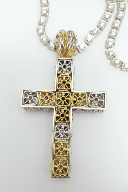 Francesco Armani 18K & 14K Multi Color Gold Custom Diamond Cross & Chain