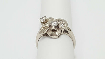 14K Solid White Gold Designer Ladies Diamond Ring