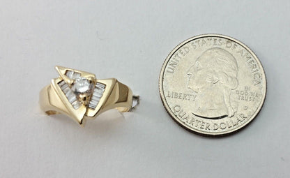 14K Solid Yellow Gold Designer Ladies Ring With Diamonds