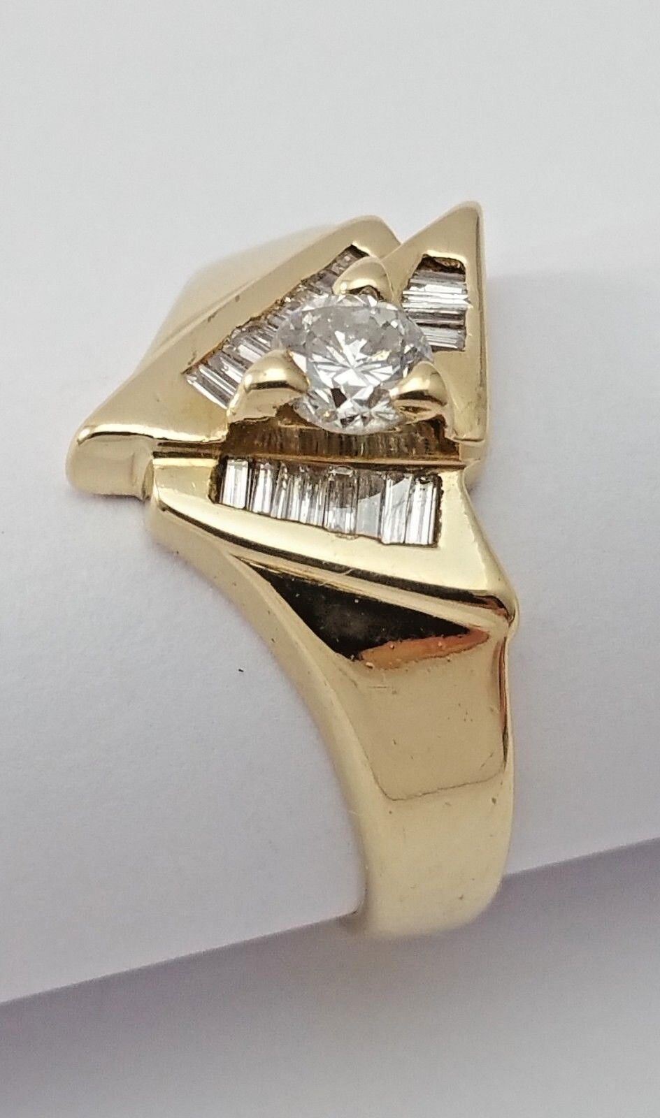 14K Solid Yellow Gold Designer Ladies Ring With Diamonds