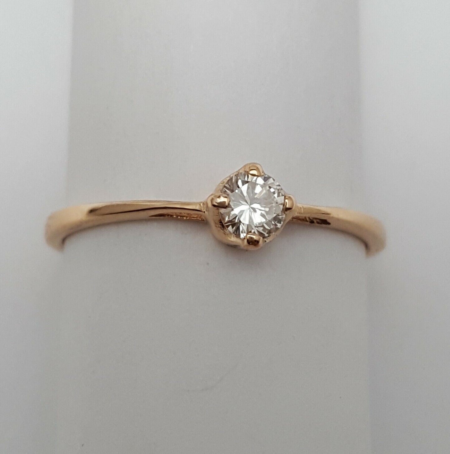 14K Rose Gold USSR Solitaire Diamond Wedding Ring