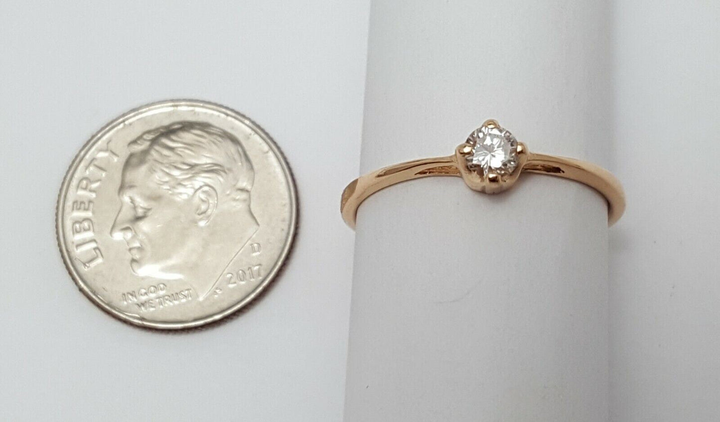 14K Rose Gold USSR Solitaire Diamond Wedding Ring