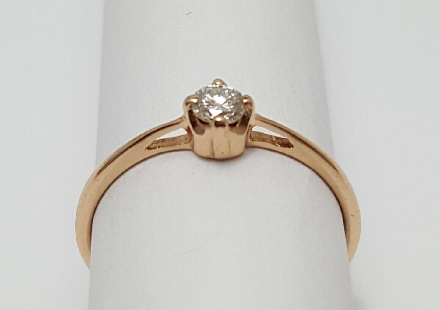 14K Rose Gold USSR Solitaire Diamond Wedding Ring