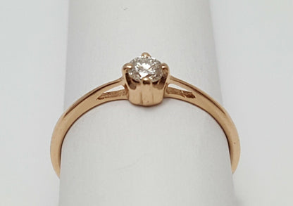 14K Rose Gold USSR Solitaire Diamond Wedding Ring