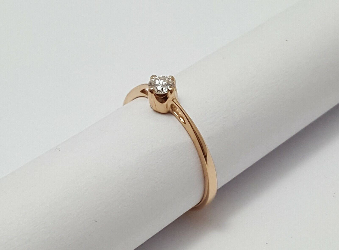 14K Rose Gold USSR Solitaire Diamond Wedding Ring