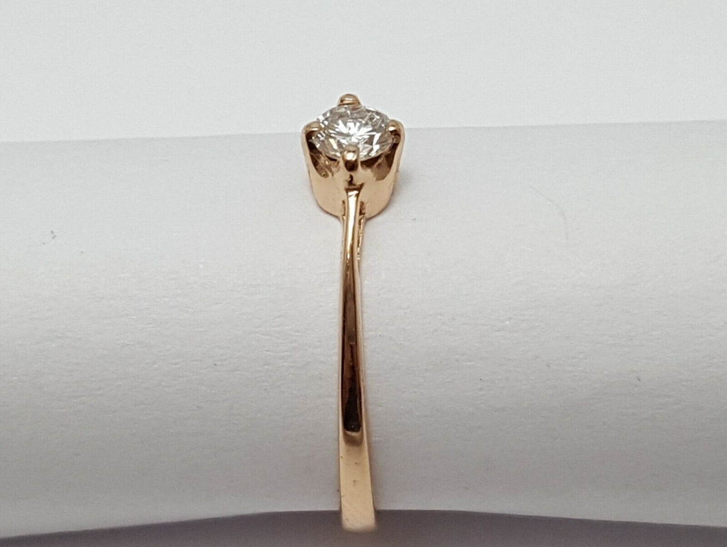 14K Rose Gold USSR Solitaire Diamond Wedding Ring