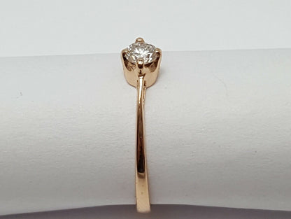 14K Rose Gold USSR Solitaire Diamond Wedding Ring