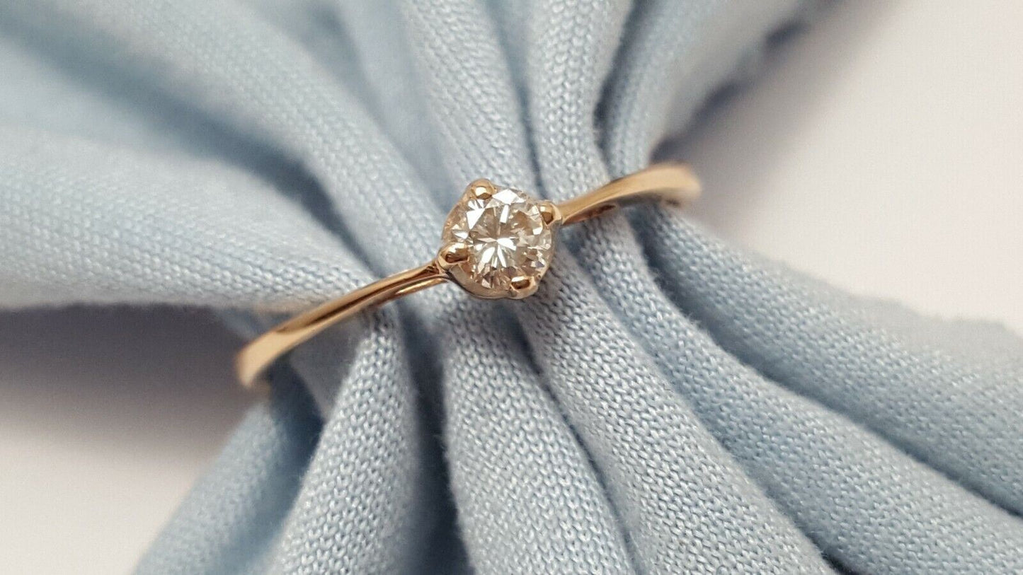 14K Rose Gold USSR Solitaire Diamond Wedding Ring