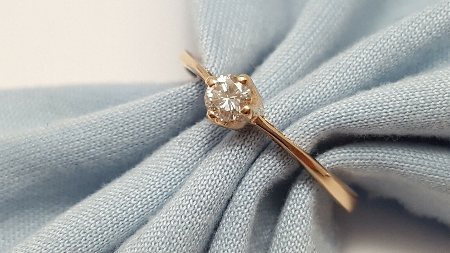 14K Rose Gold USSR Solitaire Diamond Wedding Ring