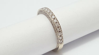 18K White Gold Designer Diamond Engagement Wedding Band Ring