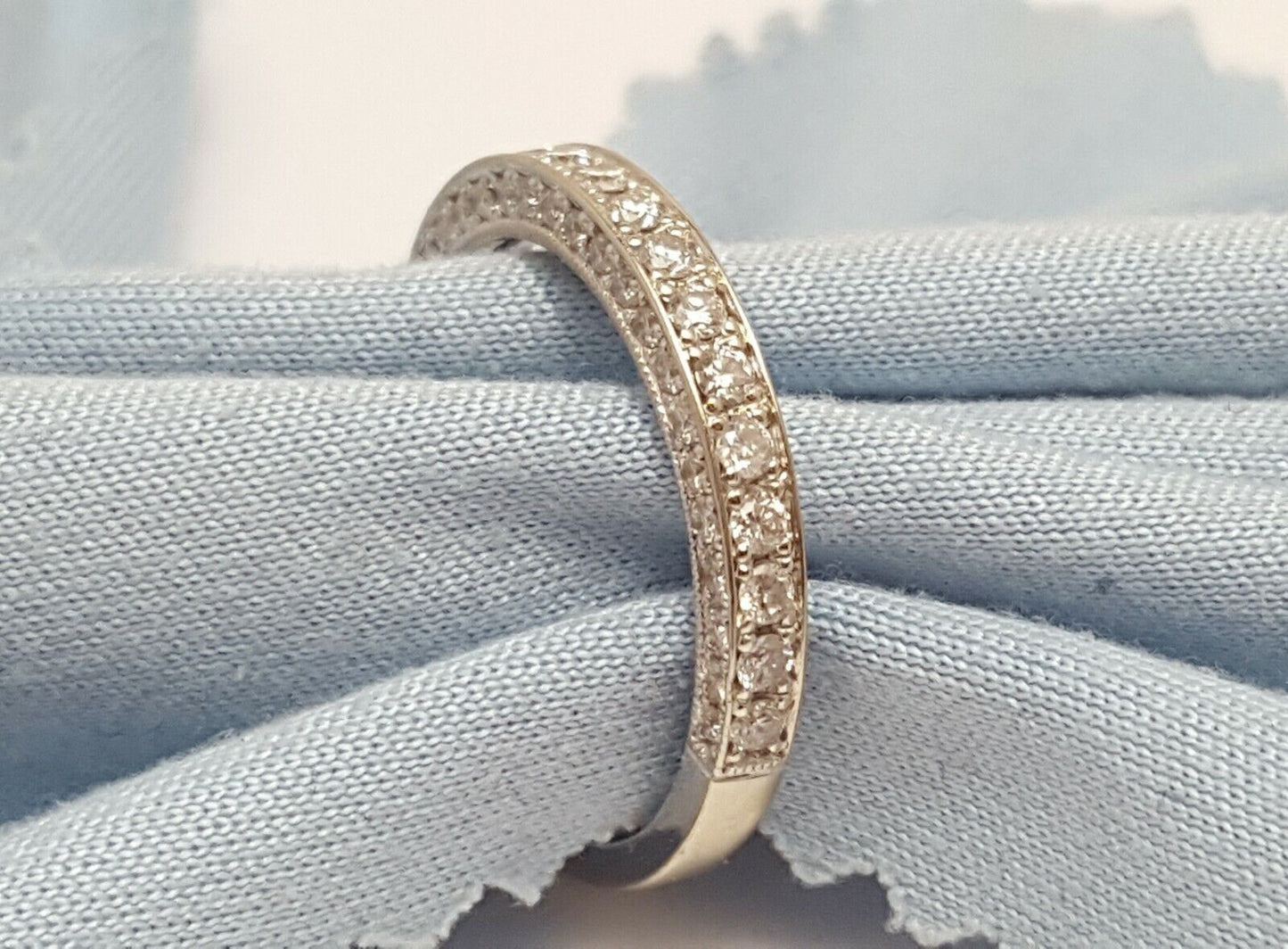 18K White Gold Designer Diamond Engagement Wedding Band Ring