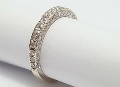 18K White Gold Designer Diamond Engagement Wedding Band Ring