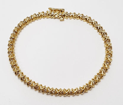 14K Yellow Gold Designer Diamond Tennis Bracelet