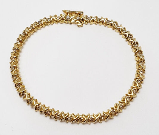 14K Yellow Gold Designer Diamond Tennis Bracelet