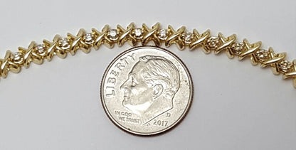 14K Yellow Gold Designer Diamond Tennis Bracelet