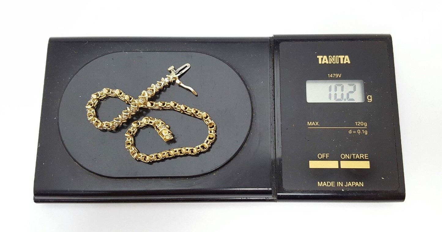 14K Yellow Gold Designer Diamond Tennis Bracelet