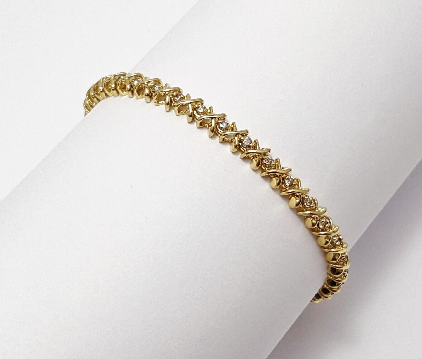14K Yellow Gold Designer Diamond Tennis Bracelet