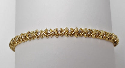 14K Yellow Gold Designer Diamond Tennis Bracelet