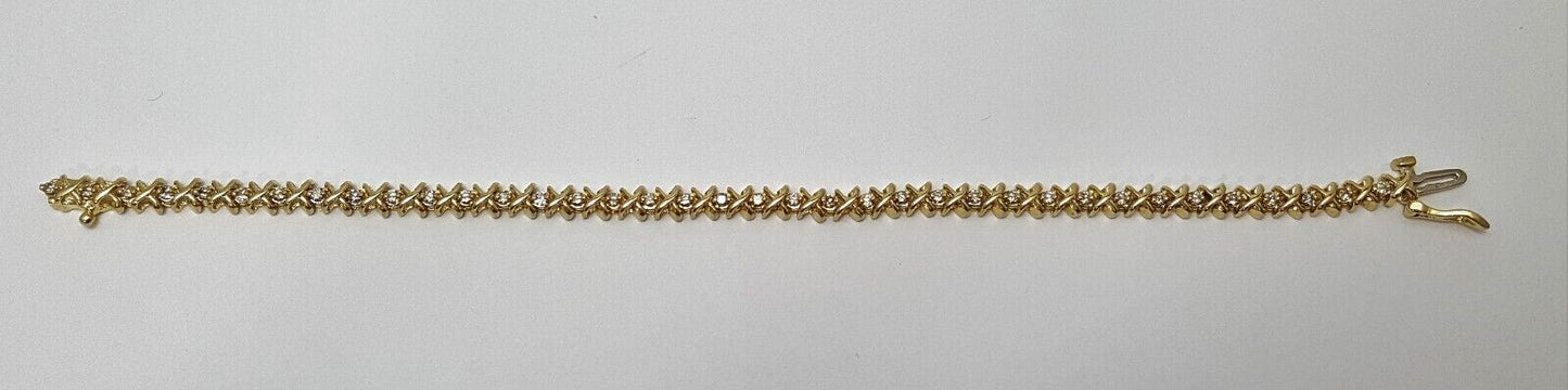 14K Yellow Gold Designer Diamond Tennis Bracelet
