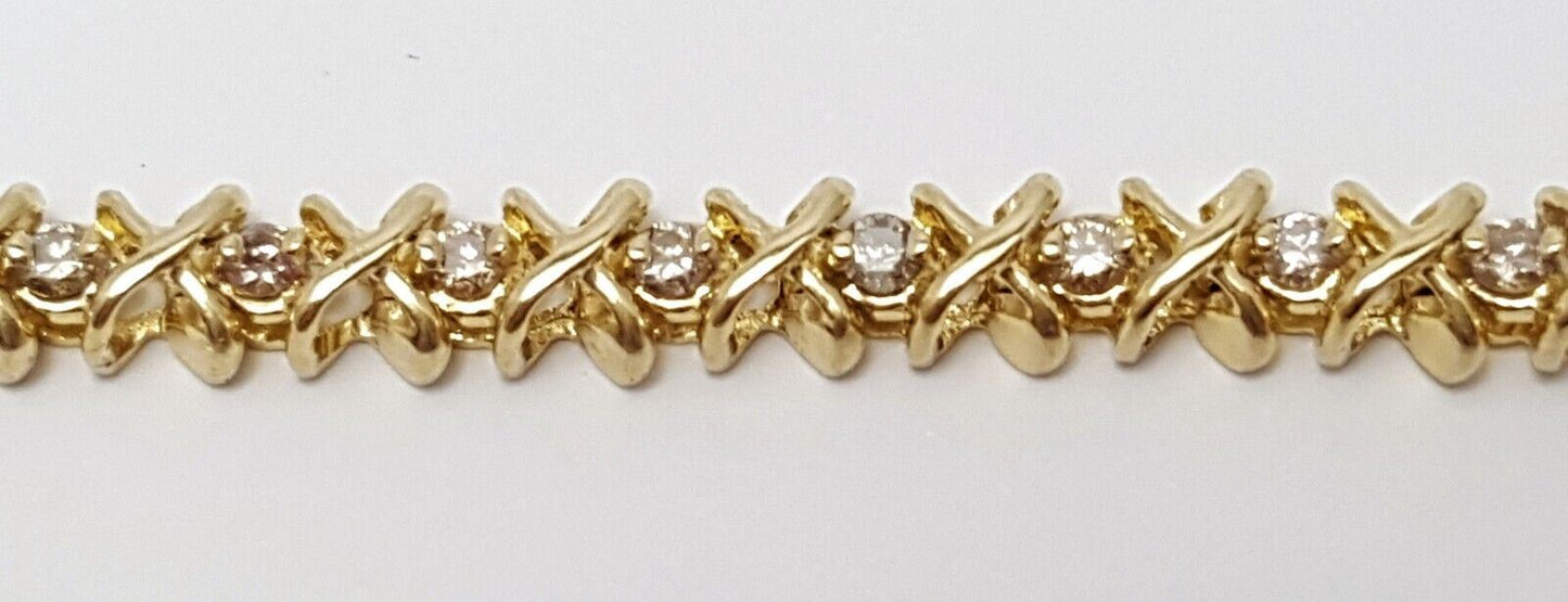 14K Yellow Gold Designer Diamond Tennis Bracelet