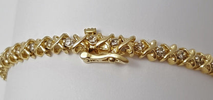 14K Yellow Gold Designer Diamond Tennis Bracelet