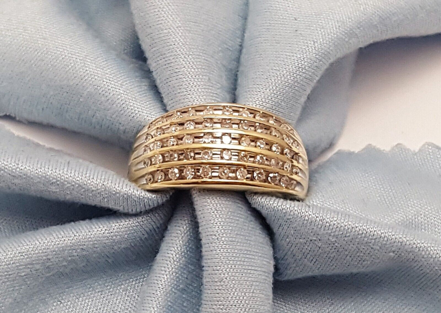 10K Solid Yellow Gold Designer Diamond Cluster Ring