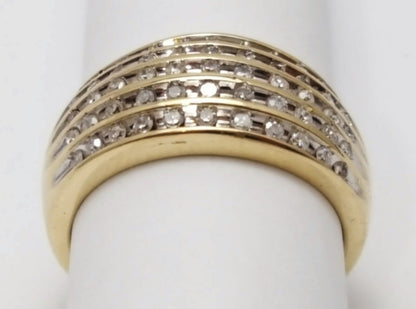 10K Solid Yellow Gold Designer Diamond Cluster Ring