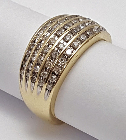 10K Solid Yellow Gold Designer Diamond Cluster Ring