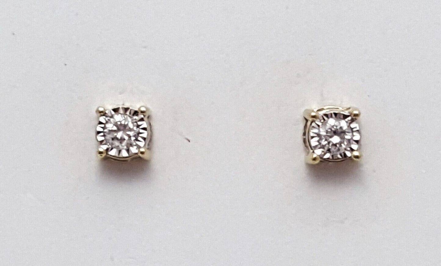 10K Solid Two Tone Gold Round Cut Diamond Earrings