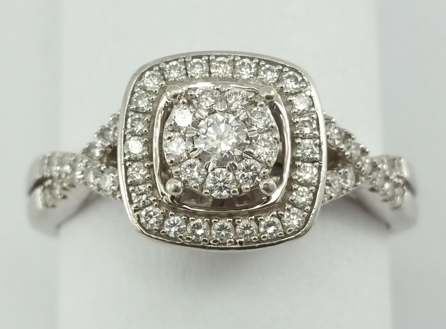 10K White Gold Designer Ladies Ring With Diamonds