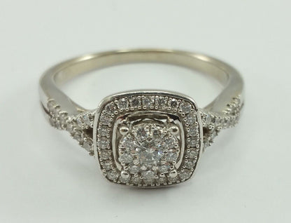 10K White Gold Designer Ladies Ring With Diamonds