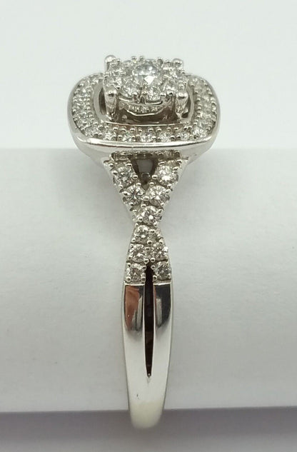 10K White Gold Designer Ladies Ring With Diamonds