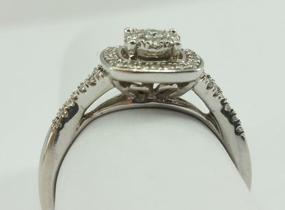 10K White Gold Designer Ladies Ring With Diamonds