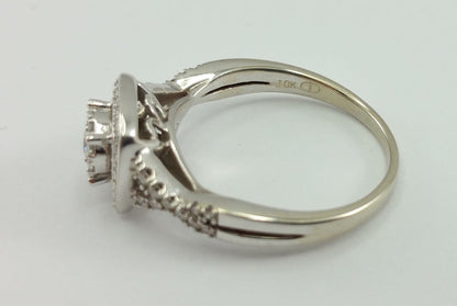 10K White Gold Designer Ladies Ring With Diamonds