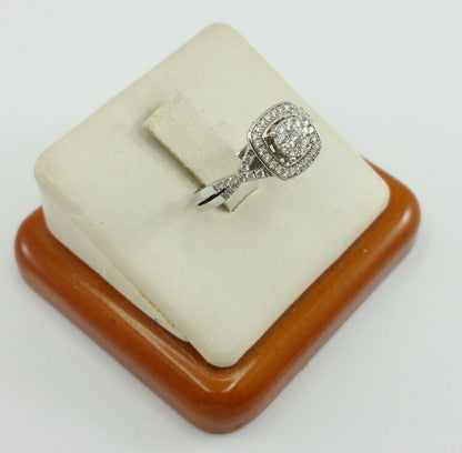 10K White Gold Designer Ladies Ring With Diamonds