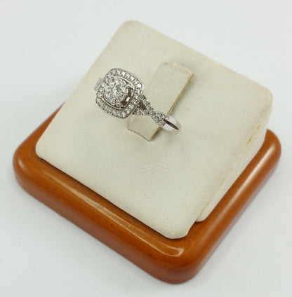 10K White Gold Designer Ladies Ring With Diamonds