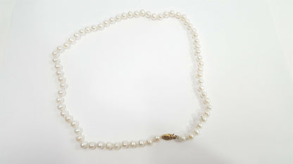 14K Yellow Gold Beaded Pearl Chain Necklace