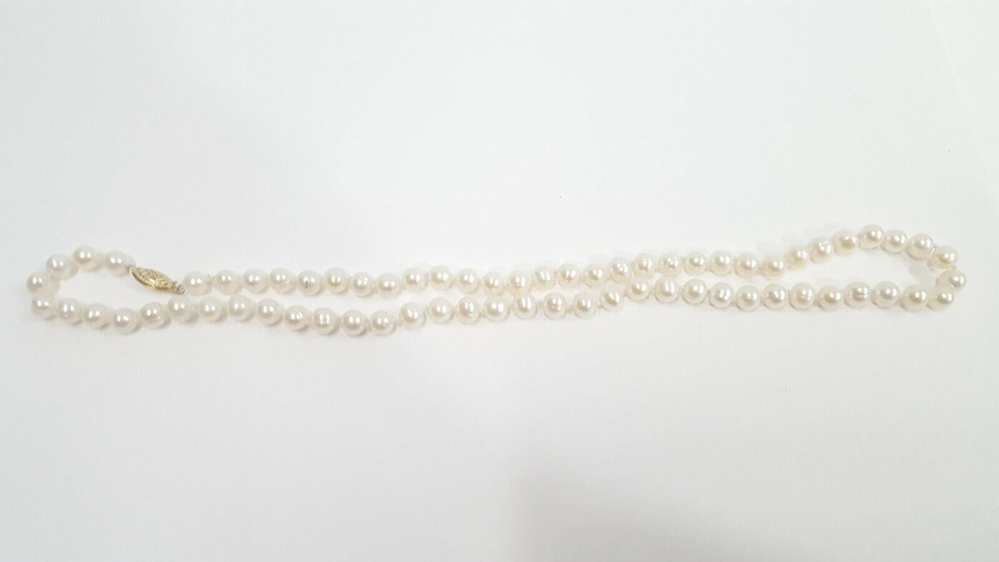 14K Yellow Gold Beaded Pearl Chain Necklace