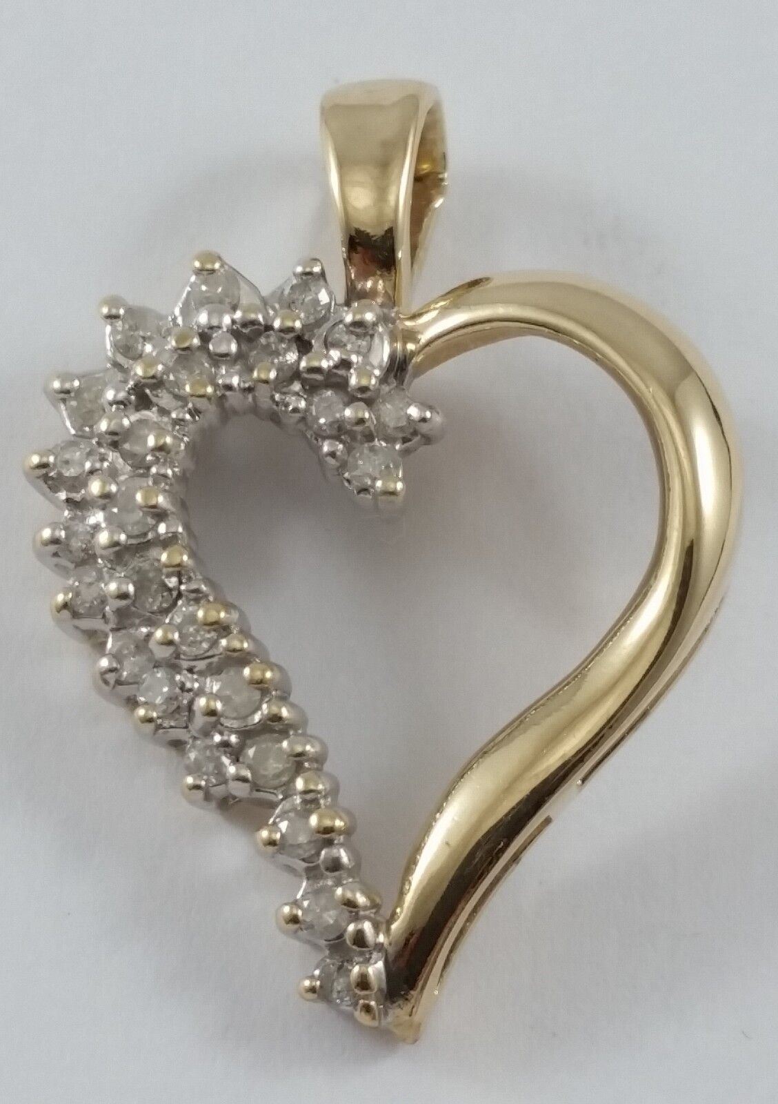 14K Solid Multi Color Gold Open Heart Diamond Charm Pendant