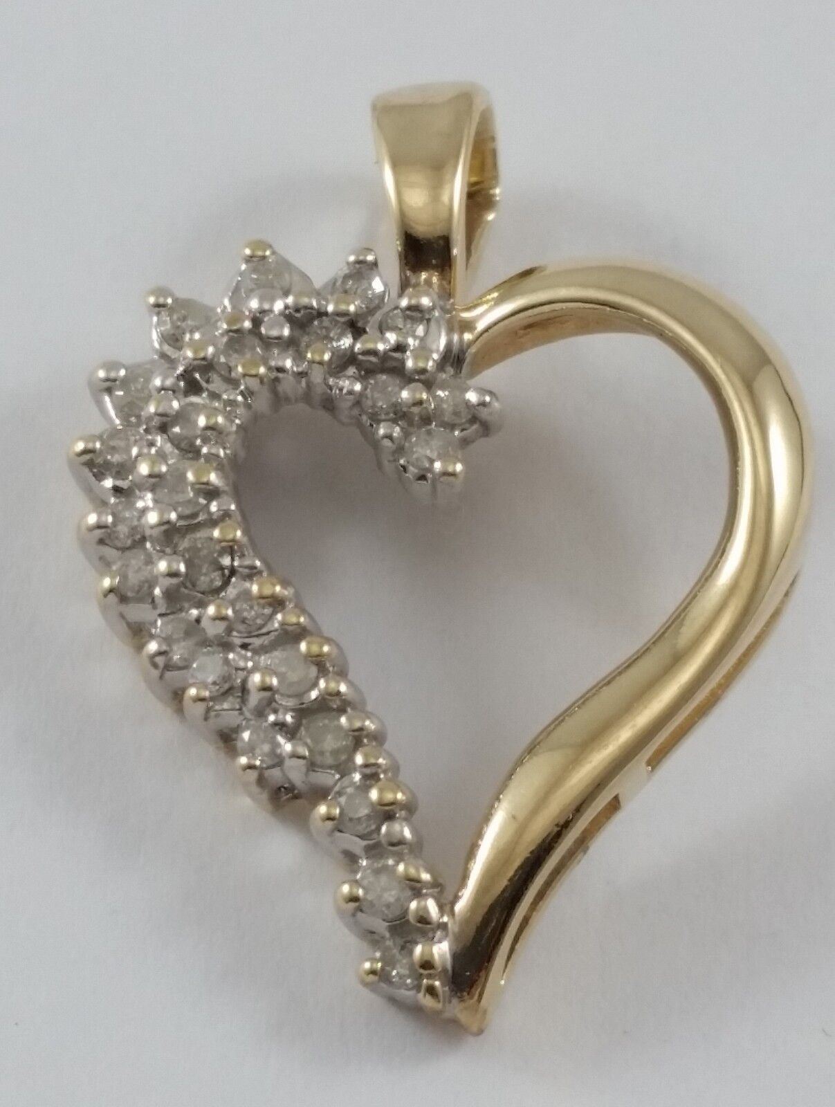 14K Solid Multi Color Gold Open Heart Diamond Charm Pendant