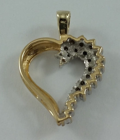 14K Solid Multi Color Gold Open Heart Diamond Charm Pendant