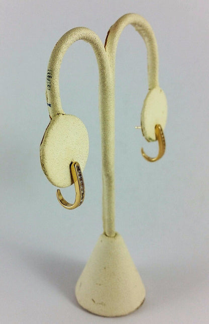 10K Solid Yellow Gold Diamond Hoop Earrings