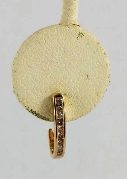 10K Solid Yellow Gold Diamond Hoop Earrings