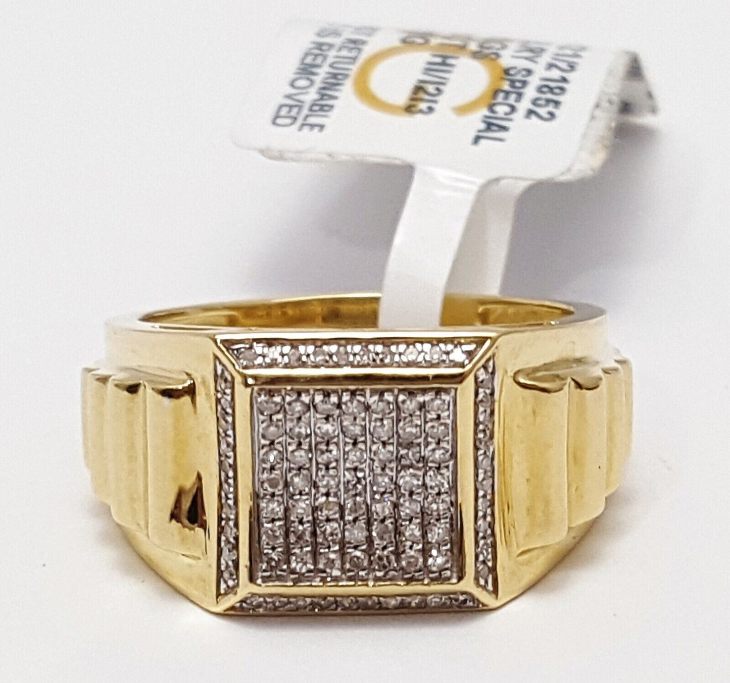 10K Solid Yellow Gold Designer Special Diamond Men's Ring