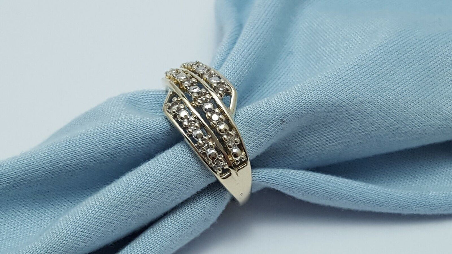 10K Solid Yellow Gold Designer Diamond Ring