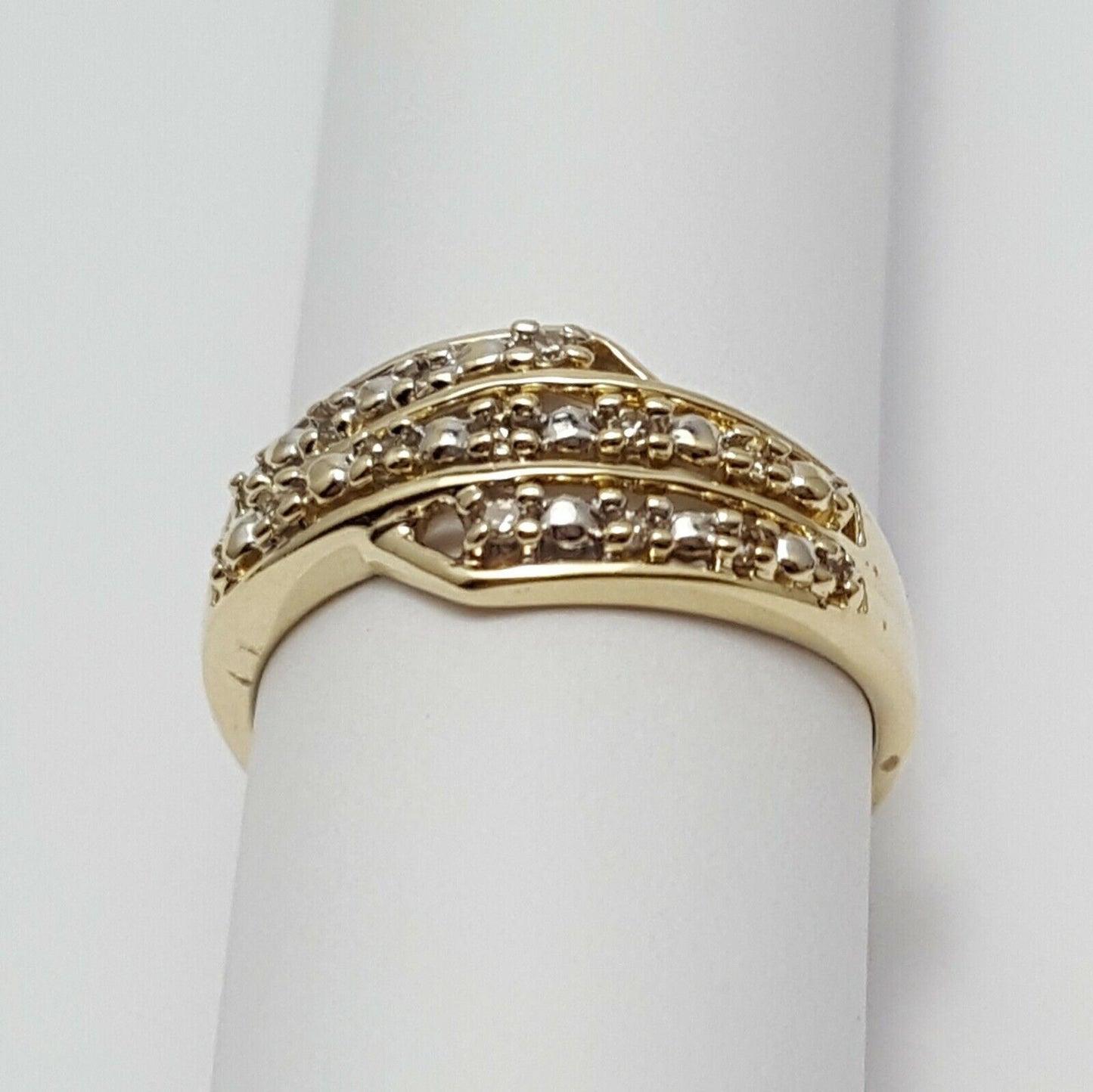 10K Solid Yellow Gold Designer Diamond Ring