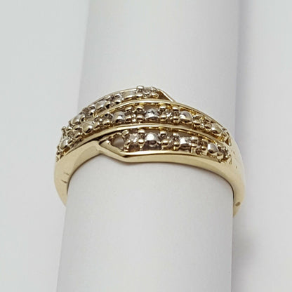 10K Solid Yellow Gold Designer Diamond Ring